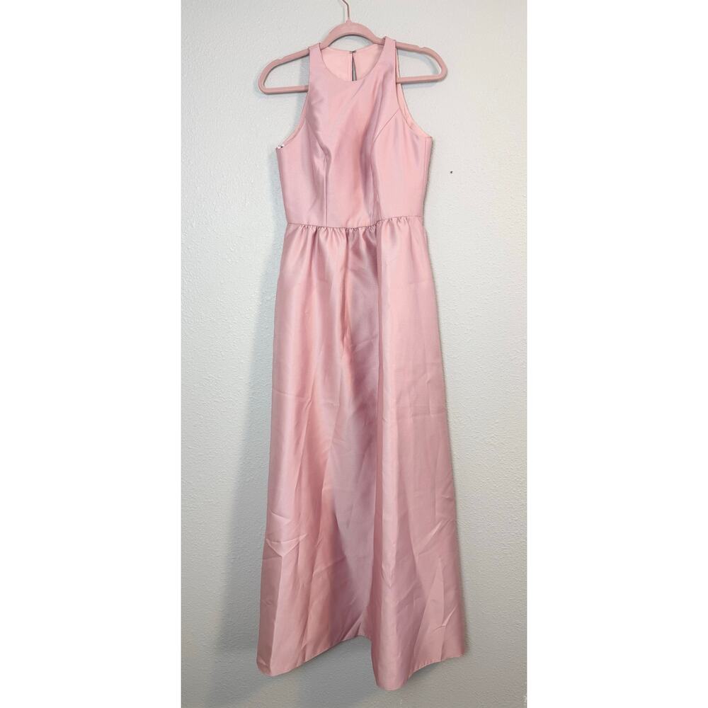Alfred Sung D707 Rose Satin Maxi Dress Sleeveless Keyhole Back 4 - Picture 3 of 9